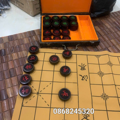 Quân cờ tướng gỗ trắc kt 4.0×1.5cm +cả hộp đựng 