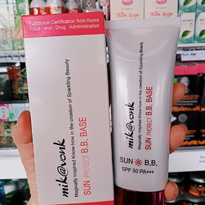 Kem chống nắng dưỡng da Mik@vonk Sun Protect BB Base Hàn Quốc 60ml tặng kèm móc khoá
