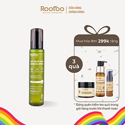 Xịt Khoáng Rootoo Thuần Tự Nhiên Chống Ánh Sáng Xanh, Dưỡng Ẩm, Cân Bằng Độ pH, Se Nhỏ Lỗ Chân Lông, Phục Hồi Da 100ml