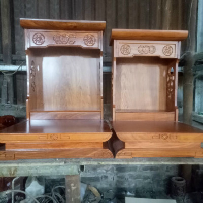 Bàn thờ ông thần tài ông địa bằng gỗ hương đá kt 48×57×90cm