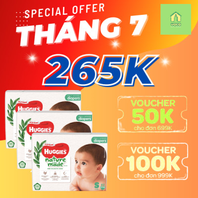 Combo 3 gói tã dán Huggies Nature Made size S82 miếng