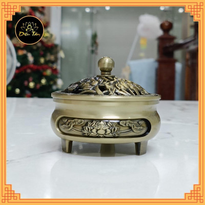 Lư xông trầm hương và đế đôn kê lư hương lư đốt trầm thay thác khói trầm hương lò xông đồ thờ cúng phong thủy Diệu Tâm