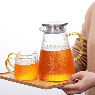 BÌNH ĐỰNG NƯỚC UỐNG THỦY TINH VÂN SẦN DÁNG THÁP CÓ THỂ ĐUN TRÊN BẾP HỒNG NGOẠI 1800ML