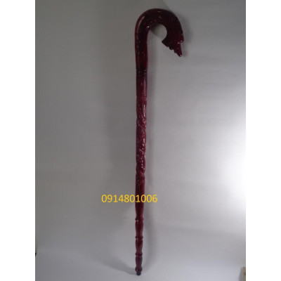 Combo Gậy Batoong gỗ đầu trạm thân  rồng Kèm Cây xỏ giầy gỗ muồng đen KT 55cm