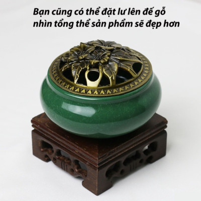 Lư xông trầm bằng gốm  có tấm lót chống nóng , chống ố vàng đáy lư , lư hương sứ  kèm đế cắm được tất cả các loại nhang , giúp tạo ra bầu không khí trong lành , tĩnh tâm và an lạc   