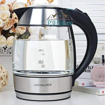 Ấm đun siêu tốc Lock&Lock thân bình thủy tinh dung tích 1.8L công suất 1850W EJK418SLV - Hàng chính hãng
