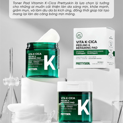 Toner Pad Vita K-Cica Peeling & Repairing Pad Pretty Skin Hàn Quốc 80 miếng