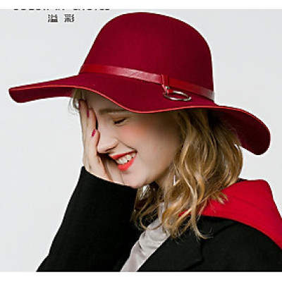 Nón rộng vành chống nắng mũ đi biển nữ fedora màu đỏ đô dona22030808