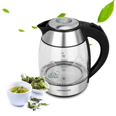 Ấm đun siêu tốc Lock&Lock thân bình thủy tinh dung tích 1.8L công suất 1850W EJK418SLV - Hàng chính hãng