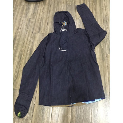 Áo chống nắng bò nam 2 lớp vải jean lót vải kẻ caro dày mát nam tính