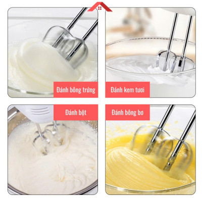 Máy Đánh Trứng Cầm Tay 7 Tốc Độ Công Suất Lớn Tặng Kèm 4 Que Đánh Cao Cấp Thép Không Gỉ - Hàng Chính Hãng - Hàng Nhập Khẩu