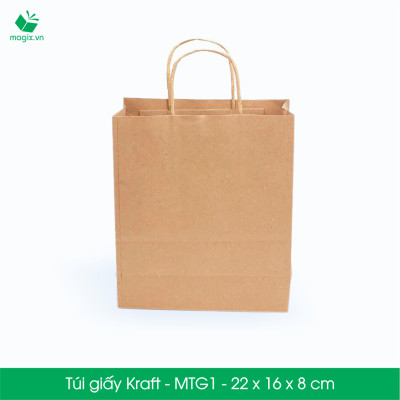 MTG1 MTG1T - 22x16x8 cm - Combo 25 túi giấy Kraft Nhật cao cấp
