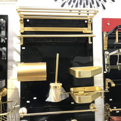 Phụ kiện phòng tắm 5  món nhôm VÀNG NHẠT đẹp sang trọng nhẹ nhàng tinh tế (mẫu thực tế có thể sai khác chút)