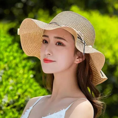 Nón rộng vành đi biển đẹp Mũ rộng vành đi biển Mũ cói đi biển rộng vành chống tia UV Panama thời trang Hàn Quốc dona21040807