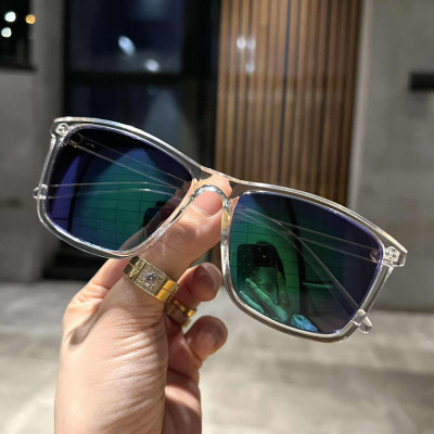 Kính râm Mắt vuông basic gọng trong suốt Mắt xanh gương chống nắng