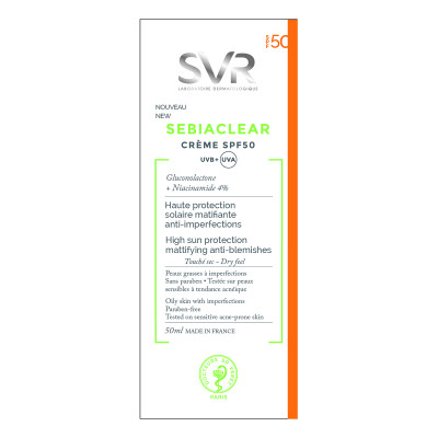 Kem Làm Giảm Mụn Và Chống Nắng SVR Sebiaclear Crème SPF 50 Tuýp 50ml - SSPF50