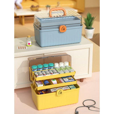 Hộp Đựng Thuốc, Lưu Trữ Thiết Bị Y Tế Gia Đình Đa Năng. Hộp Đựng Đồ Y Tế Khẩn Cấp, Phân Loại Thuốc Cỡ Lớn 3 Tầng Có Khóa