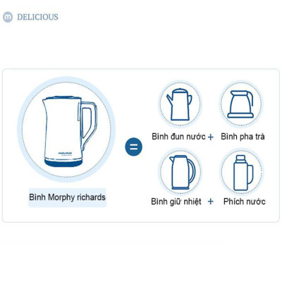 Ấm đun nước siêu tốc điều chỉnh nhiệt độ Morphy Richards MR6070 công suất 1800W, dung tích 1.5L, tích hợp chế độ giữ ấm ở các mức lựa chọn- Hàng chính hãng