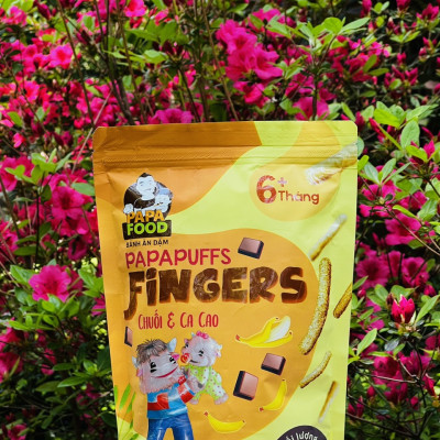 Bánh ăn dặm PAPAFOOD PAPAPUFFS Vị Chuối & Ca Cao - 100% Ngũ Cốc Hữu Cơ - Gói 50g