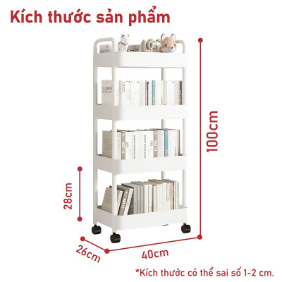 [4026] BG Kệ đa năng 3/4/5 - bánh xe, giỏ đựng đồ, Dễ dàng di chuyển giá sách đa năng,Kệ đa năng có bánh xe, di chuyển tiện lợi (hàng nhập khẩu)