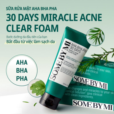 Bộ 2 Sản Phẩm Giảm Mụn Làm Sạch Da Some By Mi AHA-BHA-PHA 30 Days Miracle (Sữa rửa mặt + Toner)