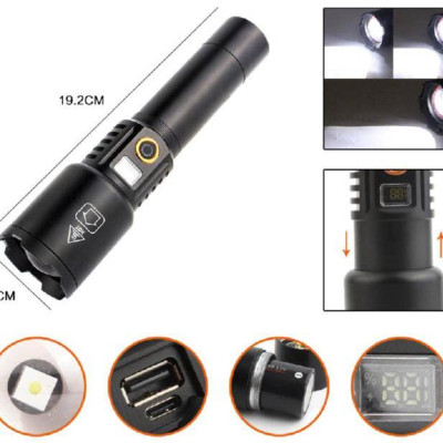 Đèn Pin Siêu Sáng Mã 1137 – Zoom Xa 800M, LCD Báo Pin, Power Bank, Sạc Type-C, 5 Chế Độ, Vỏ Nhôm