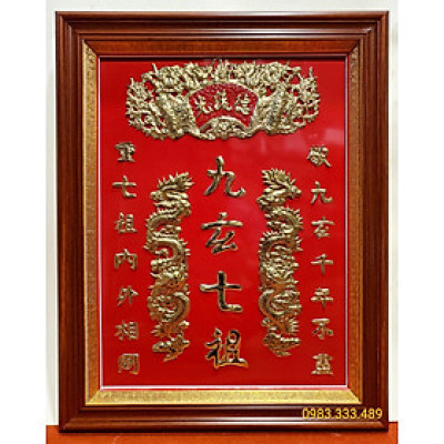 Liễng thờ gia tiên - CỬU HUYỀN THẤT TỔ - Chữ Hán bằng đồng vàng