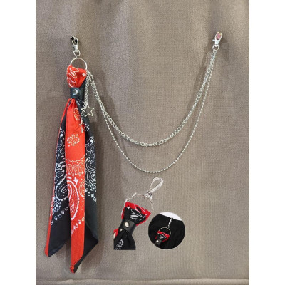 Sét 4 món{Khăn+Đai+Móc treo+Xích} Chain quần jean - Khăn bandana streetwear - Đai da kẹp khăn - Móc tròn treo khăn