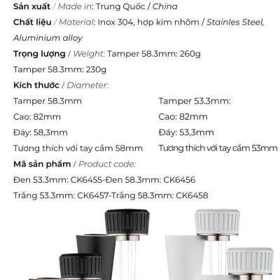 Tamper nén cà phê 2 trong 1 có kim khuấy đảo cà phê 58.3mm CAFE DE KONA