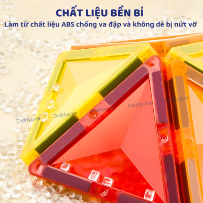 Xếp Hình Nam Châm Ánh Sáng Colorful Magnetic Tiles Mideer Daddycare, nam châm lắp ghép thông minh cho bé 3,4,5,6 tuổi