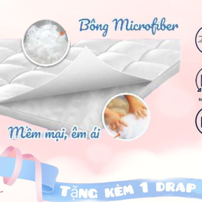 Topper khách sạn 5 sao – Nệm Topper bông Microfiber cao cấp – Tấm làm mềm nệm  - Topper lông vũ nhân tạo
