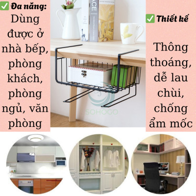 Bộ 2 Giá treo giấy lau, cốc, vật dụng nhà bếp- Kệ treo dưới tủ bếp tiết kiệm không gian