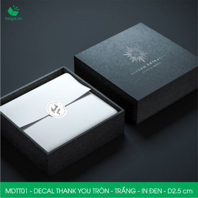 MDTT01 - D2.5cm - 1000 Sticker Thank you, decal Thank you tròn dán hộp carton, tem cám ơn, nhãn dán cảm ơn trang trí gói hàng