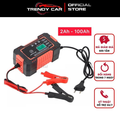 Sạc acquy ô tô, xe máy, xe đạp điện hỗ trợ 4Ah - 100Ah loại cao cấp hiển thị màn led tự ngắt khi đầy chức năng bảo dưỡng