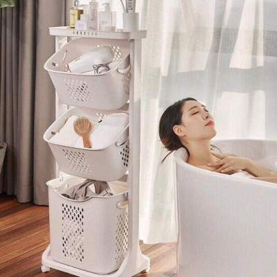 Kệ Đựng Đồ Đa Năng, Nhựa Plastic, 3 Tầng Có Bánh Xe