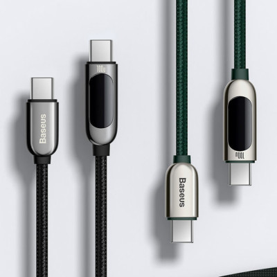 Cáp sạc Baseus Display Fast Charging Data Cable- CATSK nhanh Type-C to Type-C 100W- hàng chính hãng