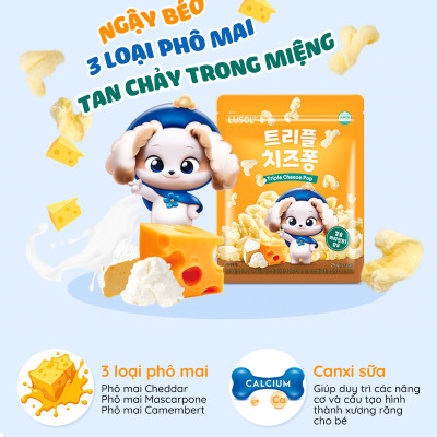Bánh ăn dặm Lusol vị sữa chua chuối và phô mai Triple Cheese Lusol cho bé từ 12 tháng