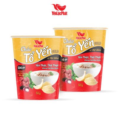 Cháo Tổ Yến Gold Yến Lộc Phát Thịt Bằm - Ăn liền - Ly 50Gr - Thùng 24 Ly