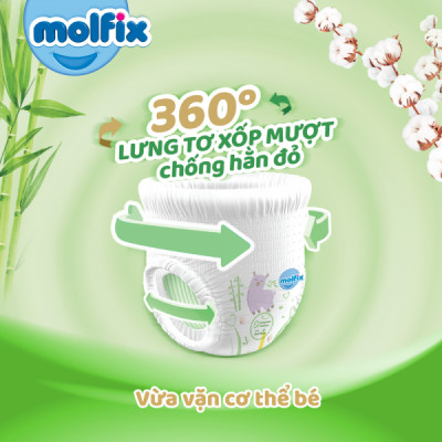 Miếng lót sơ sinh Molfix Thiên nhiên Super Jumbo Newborn 2 (trên 1 tháng tuổi) - Gói 60+6 miếng