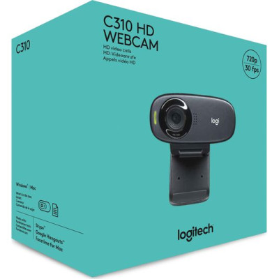 Webcam Logitech C310 720p HD - Góc cam 60 độ, micro giảm ồn, tự động chỉnh sáng cho Video Call, chụp ảnh 5MB, phù hợp PC/ Laptop - Hàng nhập khẩu