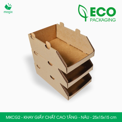 MKCG2 - 25x15x15 cm - 20 Khay giấy chất cao tầng bằng giấy carton siêu cứng, kệ giấy đựng đồ văn phòng, khay đựng dụng cụ, khay linh kiện, kệ phân loại dụng cụ