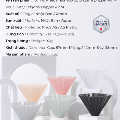 Phễu nhựa V60 02 Origami Dripper Air M Pour over