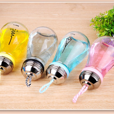 Bình Nước Thủy Tinh Hình Bóng Đèn 450ml Bền Đẹp 
