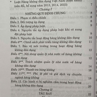 Luật Hàng Không Dân Dụng Việt Nam ( Hiện Hành) ( Sửa Đổi, Bổ Sung Năm 2013, 2014, 2023 )