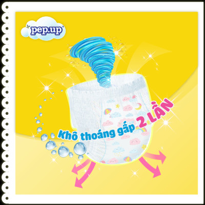 Combo 4 Gói Tã/Bỉm Quần Em Bé Pep.up Extra Dry Siêu Mềm Mại, Siêu Khô Thoáng, Kháng Khuẩn Size S (11 Miếng/Gói)
