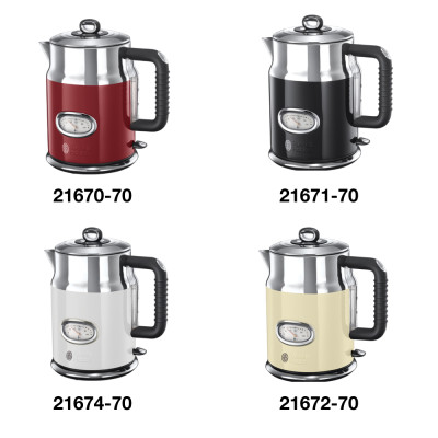 Ấm Siêu Tốc Russell Hobbs Retro 21670-70 2400W 1.7L Màu Đỏ Hàng chính hãng
