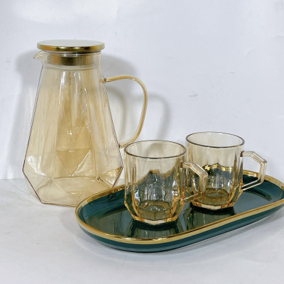 Set Bộ Bình Nước Kèm 6 Ly Thủy Tinh Pha Lê Cao Cấp