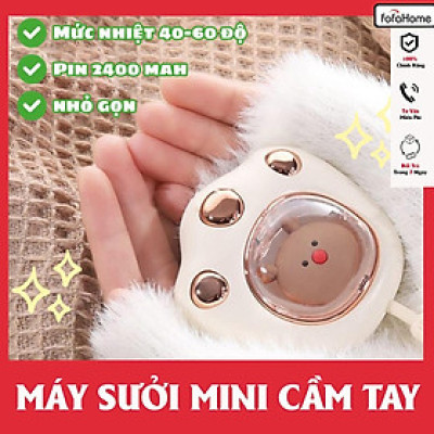 Máy Sưởi Ấm Cầm Tay Hình Chân Gấu - Sạc USB - Tùy Chỉnh Chế Độ Ấm, Tắt / Bật - giao mầu ngẫu nhiên