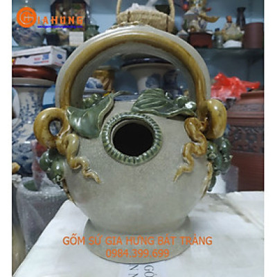 Bình vôi đắp trầu cau men rạn cao 35cm