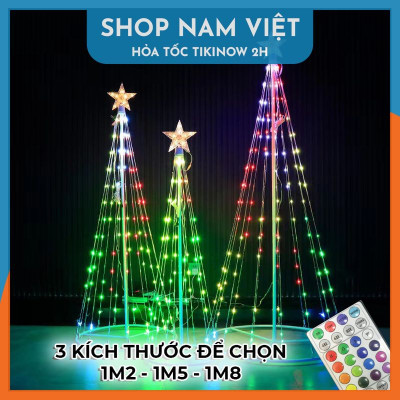 Cây Thông Noel Đèn Led Hình Nón Có Thể Gấp Gọn, Trang Trí Ngoài Trời, Hiệu Ứng Led Thác Nước